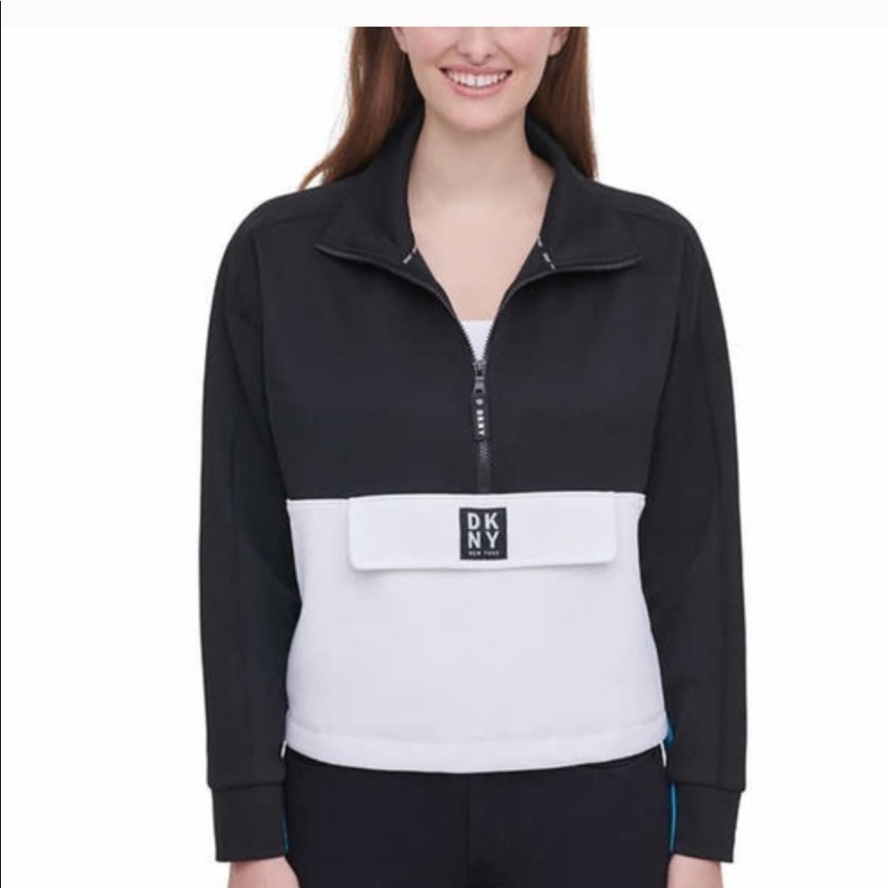 DKNY Sport Woman’s 1/2 Zip Pullover Black / White